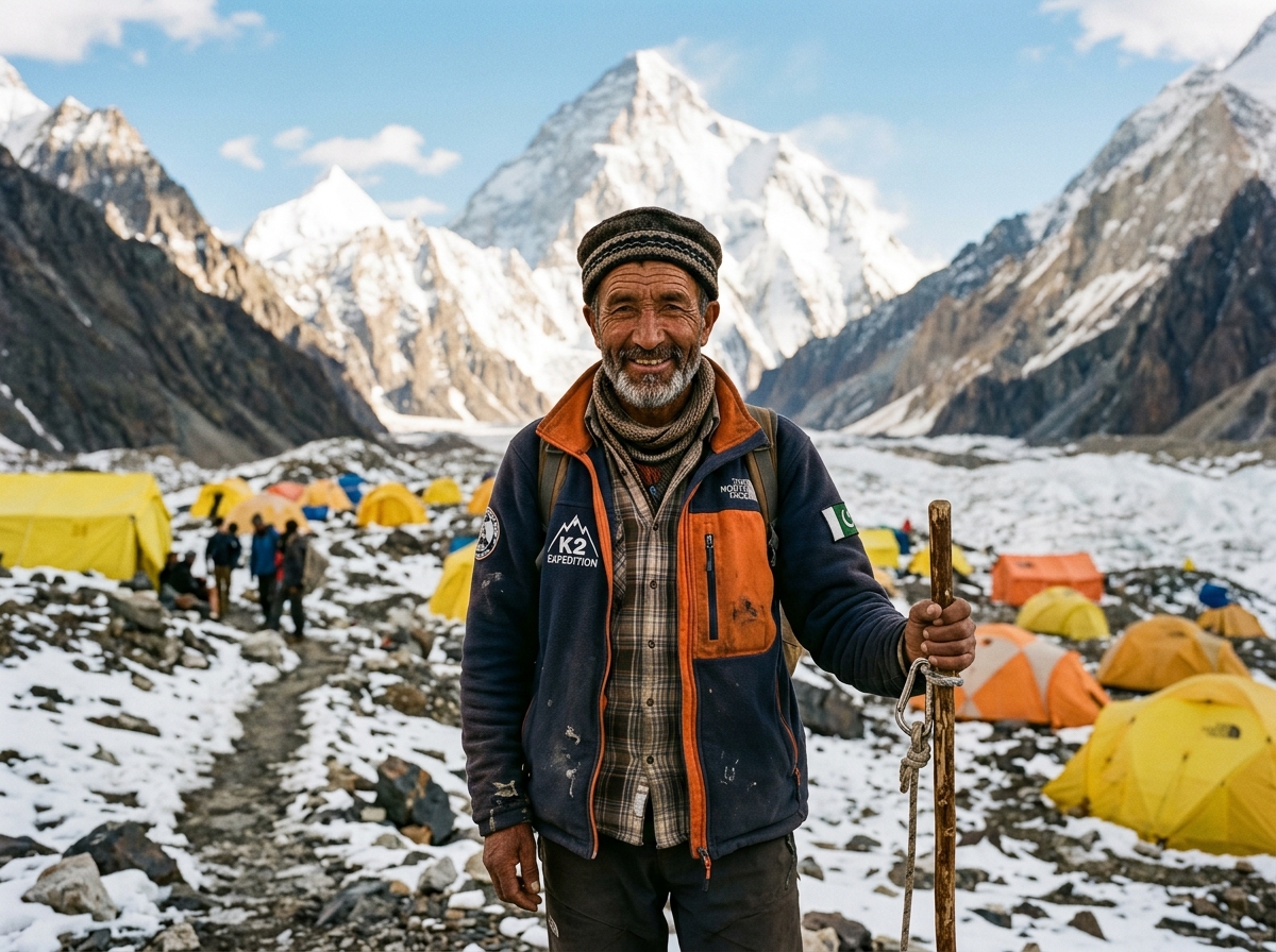 Experienced Karakoram mountain porter in Askole
